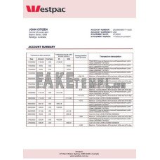 Australia Westpac fake bank statement Word and PDF template