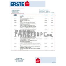 Austria Erste Group fake bank statement Word and PDF template