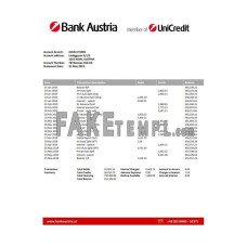 Austria Bank Austria fake bank statement Word and PDF template