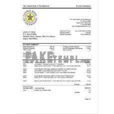 Bahamas The Central Bank of The Bahamas fake bank statement Word and PDF template