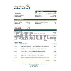 Bahrain Ahli United fake bank statement Word and PDF template