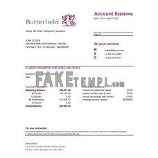 Barbados Butterfield fake bank statement Excel and PDF template