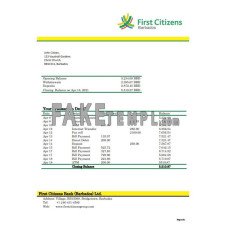 Barbados First Citizens fake bank statement Word and PDF template