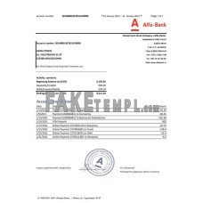 Belarus Alfa fake bank statement Word and PDF template, version 1