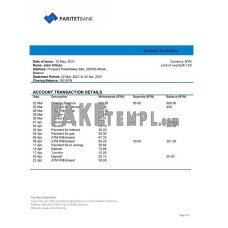 Belarus Paritet fake bank statement Word and PDF template