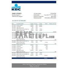 Belgium KBC fake bank statement Word and PDF template