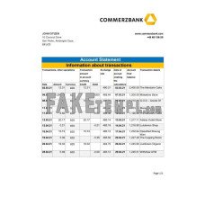 Belize Commerzbank fake bank statement Excel and PDF template