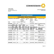 Belize Commerzbank fake bank statement Word and PDF template