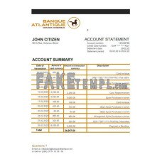 Benin Banque Atlantique fake bank statement Word and PDF template