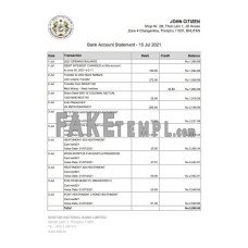 Bhutan National fake bank statement Excel and PDF template