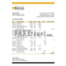 Bhutan T fake bank statement Excel and PDF template