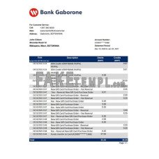 Botswana Bank Gaborone fake bank statement Excel and PDF template