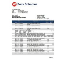 Botswana Bank Gaborone fake bank statement Word and PDF template