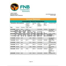 Botswana First National fake bank statement Word and PDF template