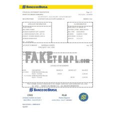 Brazil Banco do Brasil fake bank statement Excel and PDF template