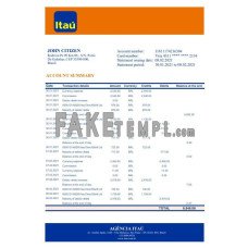 Brazil Itau fake bank statement Excel and PDF template