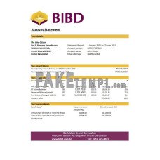 Brunei Bank Islam Brunei Darussalam fake bank statement Excel and PDF template