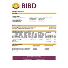 Brunei Bank Islam Brunei Darussalam fake bank statement Word and PDF template