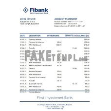 Bulgaria Fibank fake bank statement Excel and PDF template