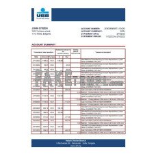 Bulgaria UBB fake bank statement Excel and PDF template