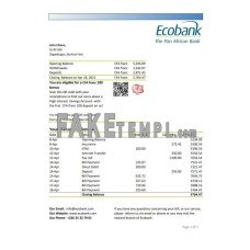 Burkina Faso Ecobank fake bank statement Excel and PDF template