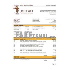 Burkina Faso The Central Bank of West African States fake bank statement Excel and PDF template