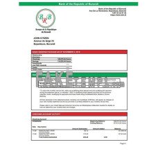 Burundi Bank of the Republic of Burundi fake bank statement Excel and PDF template