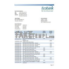 Cameroon Ecobank fake bank statement Excel and PDF template