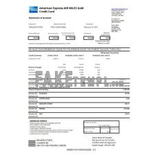 Canada American Express Air Miles Credit Card account fake bank statement Excel and PDF template