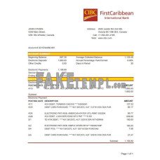 Canada CIBC fake bank statement Excel and PDF template