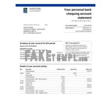 Canada Royal Bank of Canada (RBC) fake bank statement Word and PDF template, version 3