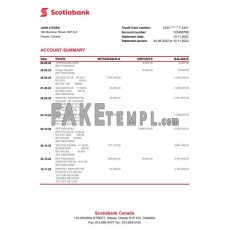 Canada Scotiabank fake bank statement Word and PDF template