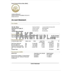 Central African Republic Bank of Central African States (BEAC) fake bank statement Word and PDF template