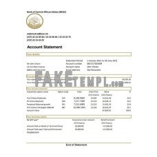 Central African Republic Bank of Central African States (BEAC) fake bank statement Excel and PDF template