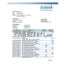 Central African Republic Ecobank fake bank statement Word and PDF template