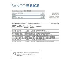 Chile Banco Bice fake bank statement Excel and PDF template