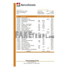 Chile Banco del Estado de Chile fake bank statement Excel and PDF template