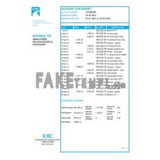 China Industrial and Commercial Bank of China fake bank statement Excel and PDF template