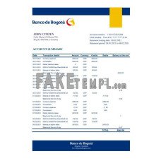 Colombia Banco de Bogotá fake bank statement Excel and PDF template