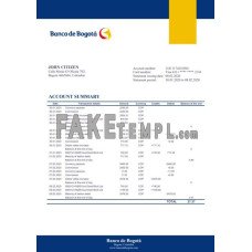 Colombia Banco de Bogotá fake bank statement Word and PDF template