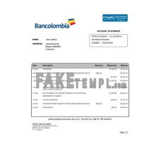 Colombia Bancolombia fake bank statement Word and PDF template