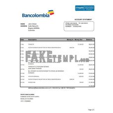 Colombia Bancolombia fake bank statement Excel and PDF template