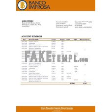 Costa Rica Banco Improsa fake bank statement Word and PDF template