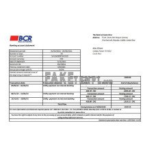 Costa Rica The Bank of Costa Rica fake bank statement Excel and PDF template