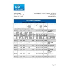 Cote d’Ivoire Citibank fake bank statement Excel and PDF template