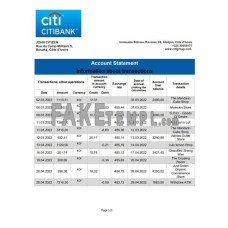 Cote d’Ivoire Citibank fake bank statement Word and PDF template