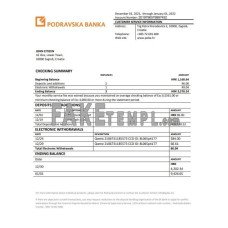 Croatia Podravska fake bank statement Word and PDF template