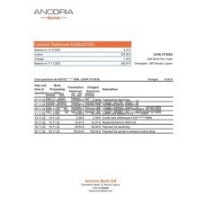 Cyprus Ancoria fake bank statement Excel and PDF template