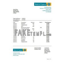 Cyprus Bank of Cyprus fake bank statement Excel and PDF template