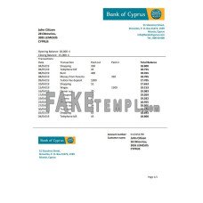 Cyprus Bank of Cyprus fake bank statement Word and PDF template